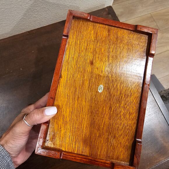 Vintage Chinese Box in RoseWood and Brass with Mother-of-pearl Inlay - Picture 9 of 10